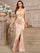 Sweetheart Sequin Lace Satin Mermaid High Slit Evening Dress