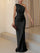 One Shoulder Draped Satin Mermaid Maxi Evening Dress