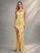 Wyatt Yellow Sequin Ripple Split Cocktail Dress