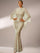 High Neck Sequin Bell Sleeve Mermaid Evening Dress XJ1263