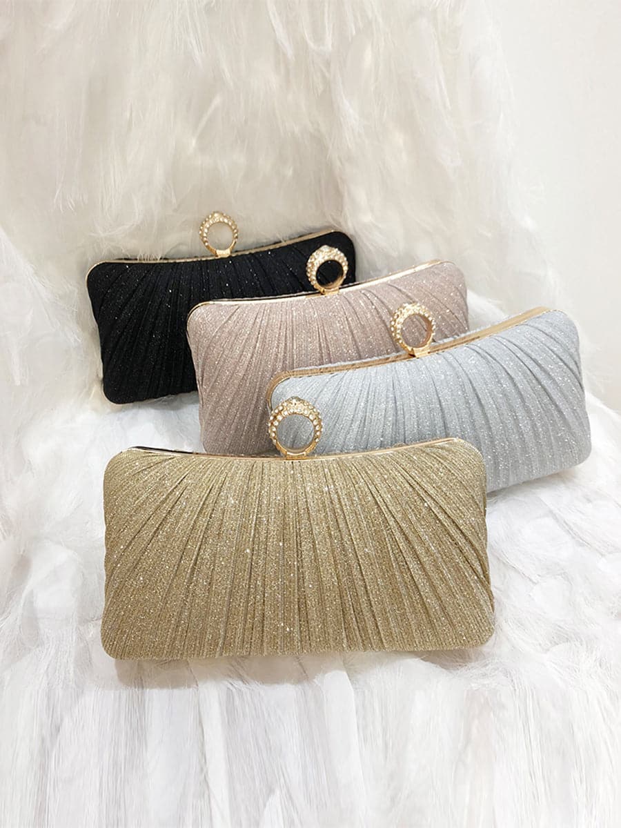 Shiny Ruched Ring Banquet Party Clutch Bags MNBF058