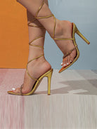 Inlay Stone Cross Straps Pointy Thin High Heel Sandals MHE1054 MISS ORD