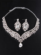 Missord Inlay Pear Cut Stone Cutout Necklace Earring Set MRL1725