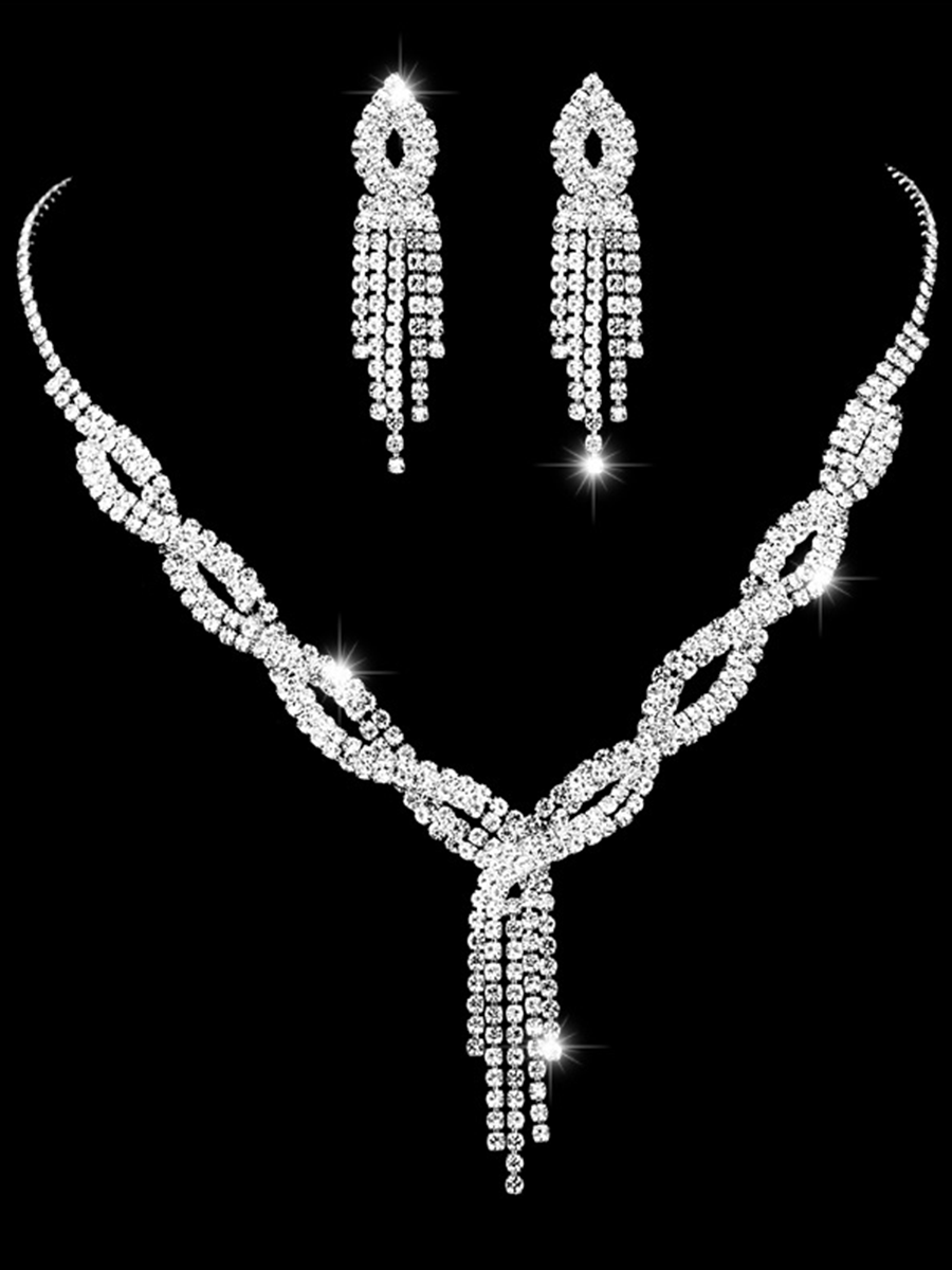 Missord Inlay Stone Tassel Necklace Earring Set MRL1023 MISS ORD