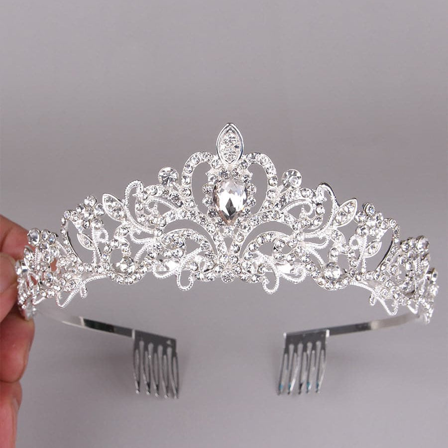 Pear Cut Stone Crown Wedding Headband Headpieces MHG0012