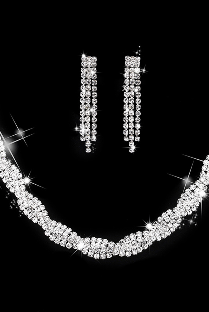 Missord Rhinestone Claw Chain Wrap Necklace Earring Set MRL1024