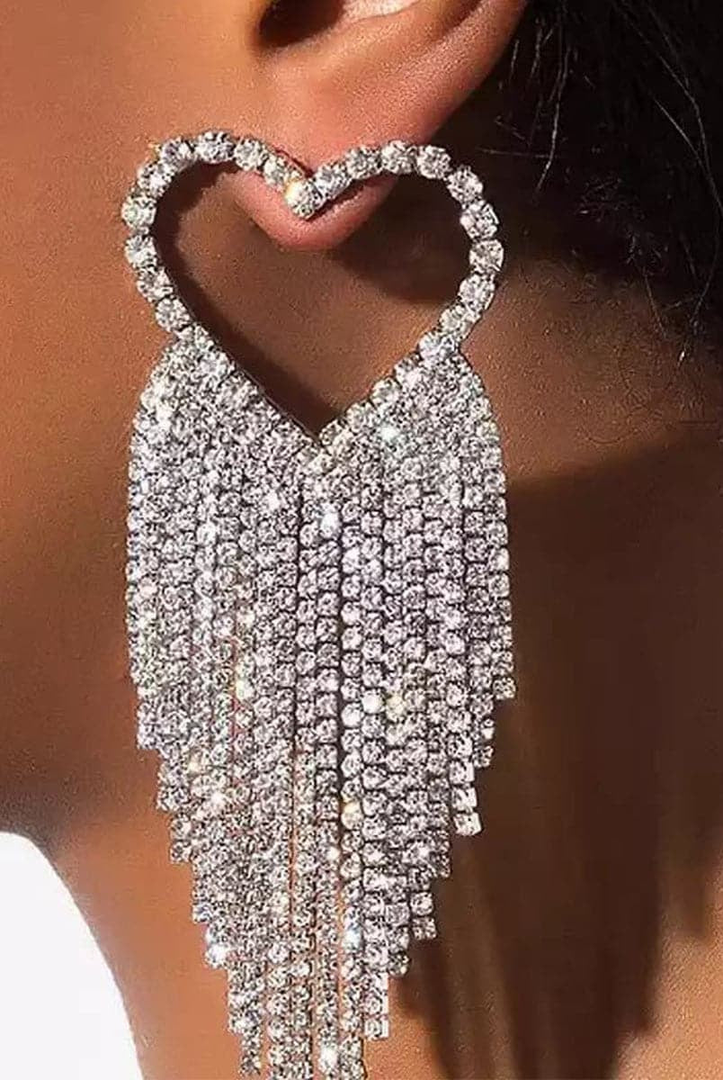 Heart Inlay Stone Tassel Earrings MSE101047