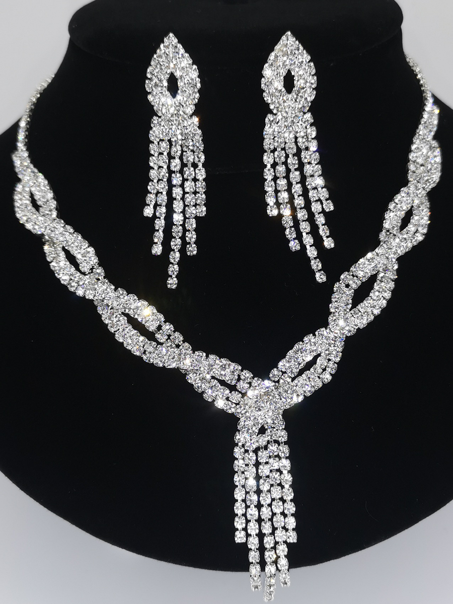 Missord Inlay Stone Tassel Necklace Earring Set MRL1023 MISS ORD