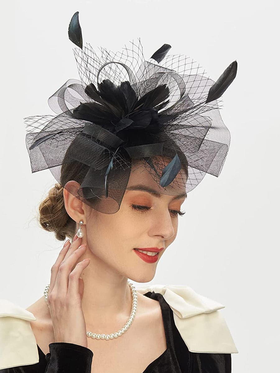 Beautiful Net Yarn Feather Wedding Headpiece Dress Hats MTS0014 MISS ORD