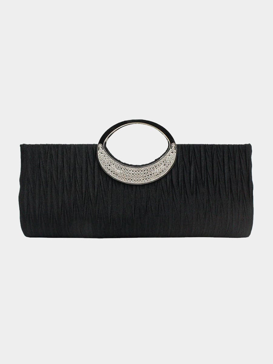 Ruched Inlay Stone Metal Circle Wedding Banquet Clutch Bags MNBF051 MISS ORD