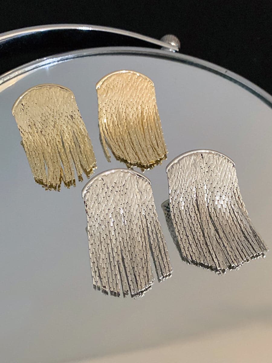 Ruched Curved Tassel Stud Earrings MSE101024 MISS ORD