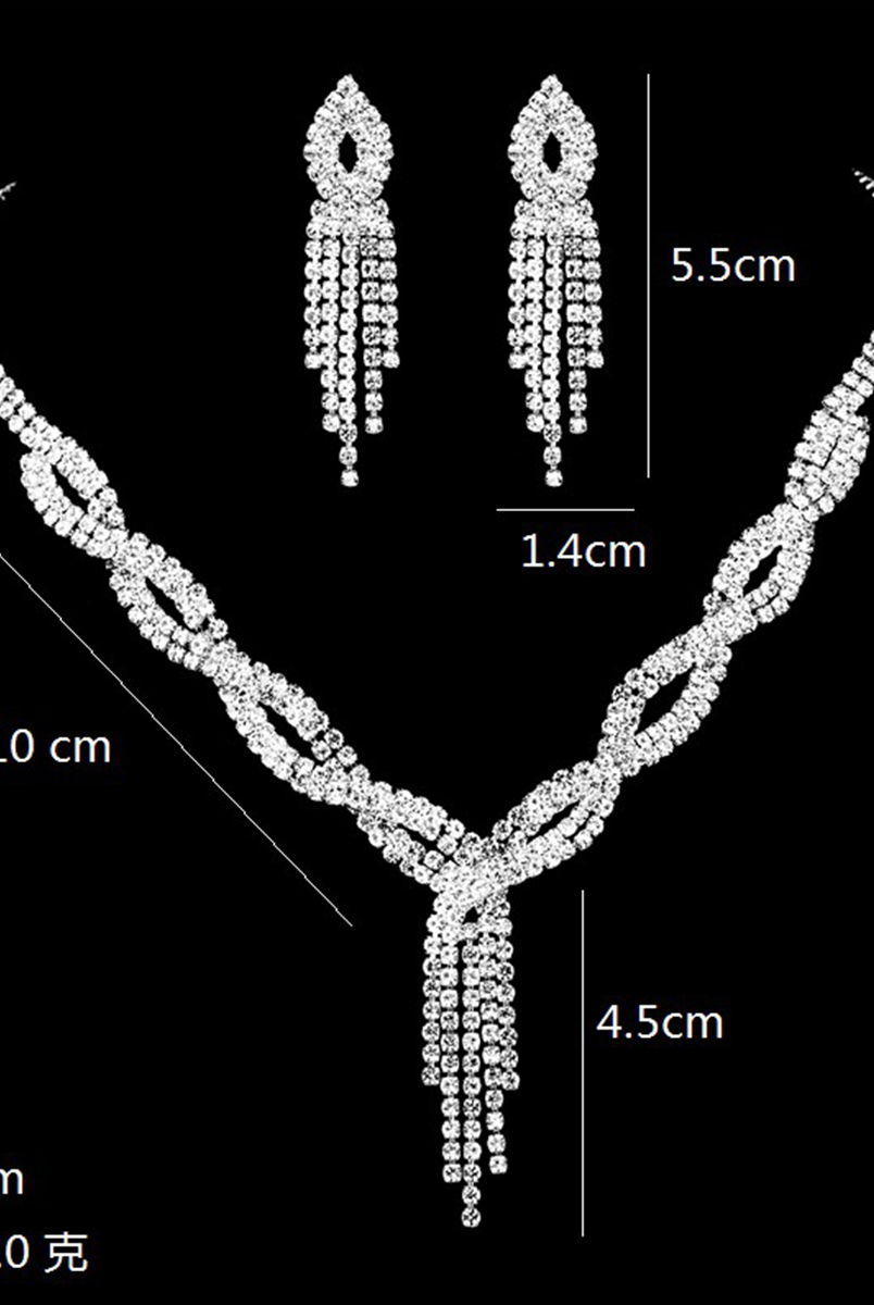 Missord Inlay Stone Tassel Necklace Earring Set MRL1023