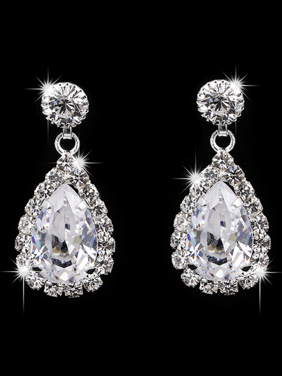 Missord Shiny Pear Cut Stone Necklace Earring Set MRL1022
