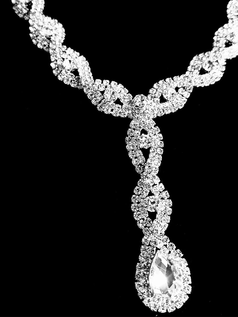 Missord Pear Cut Stone Twist Necklace Earring Set MRL1025 MISS ORD
