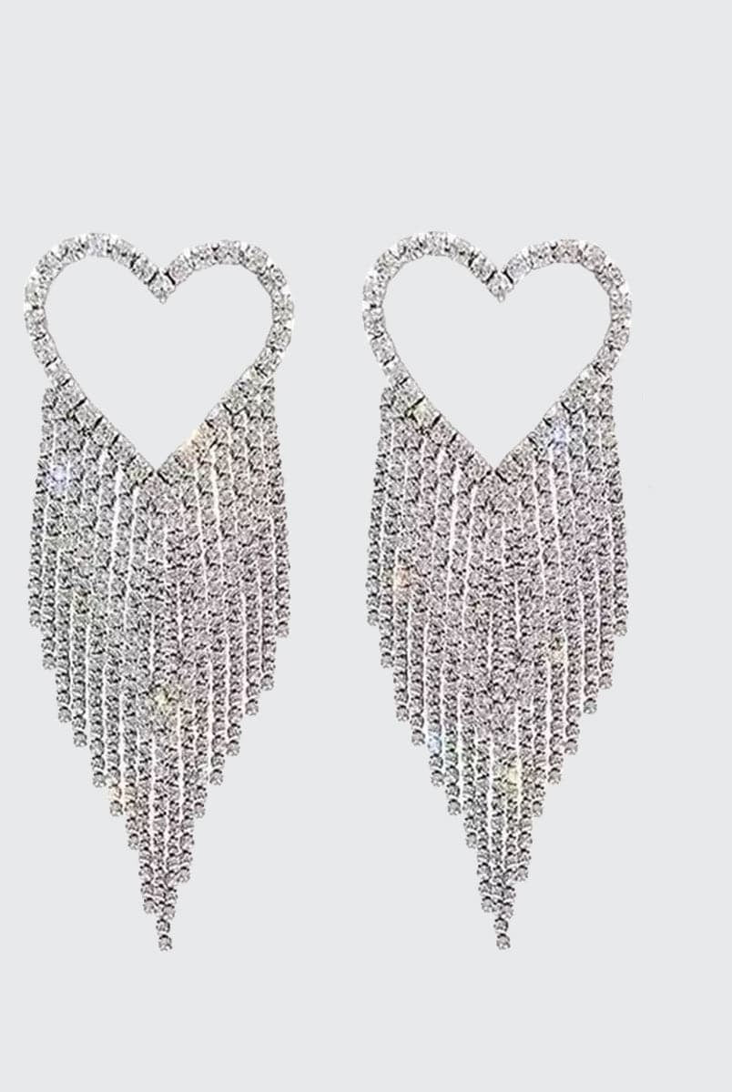 Heart Inlay Stone Tassel Earrings MSE101047
