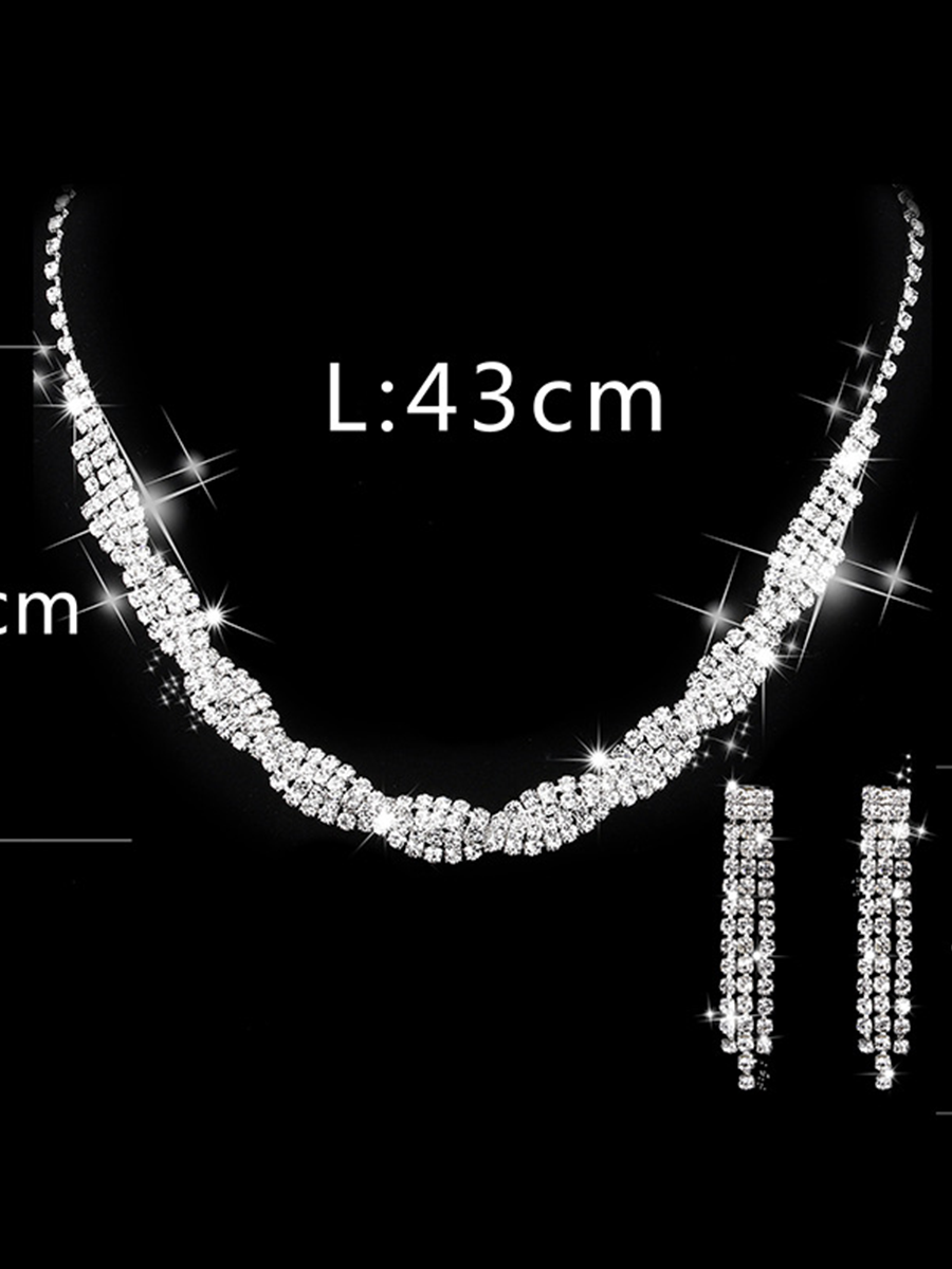 Missord Rhinestone Claw Chain Wrap Necklace Earring Set MRL1024