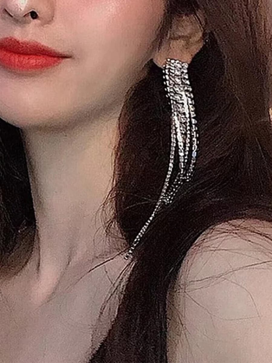 Super Shiny Stone Tassel Earrings MSE101025