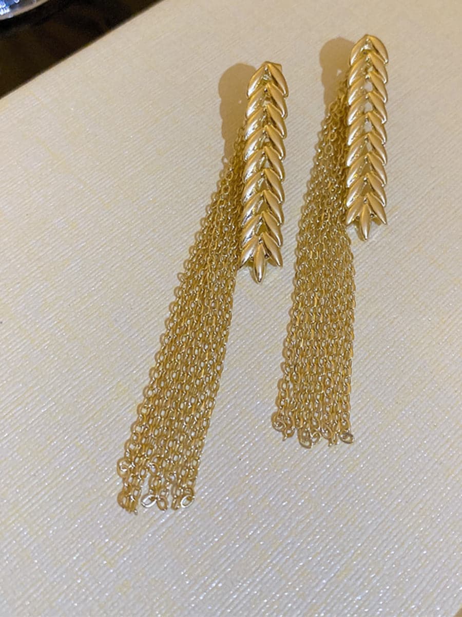 Silver Needle Tassel Earrings MSE101011