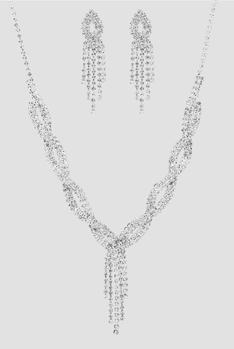 Missord Inlay Stone Tassel Necklace Earring Set MRL1023