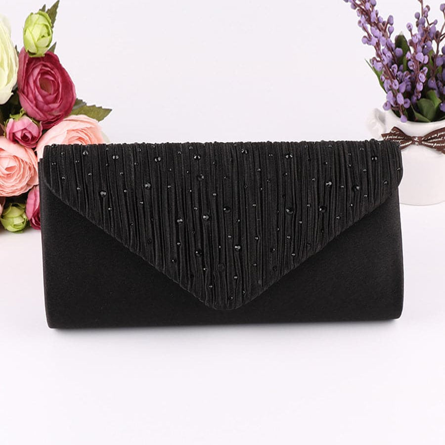 Ruched Inlay Rhinestone Flip Cover Party Clutch Bags MNBF052