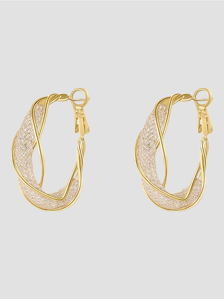 Missord Mesh Cutout Round Earrings MSE101073
