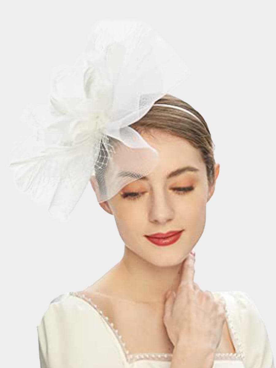 Beautiful Net Yarn Feather Wedding Headpiece Dress Hats MTS0014 MISS ORD