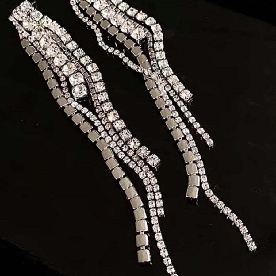 Super Shiny Stone Tassel Earrings MSE101025