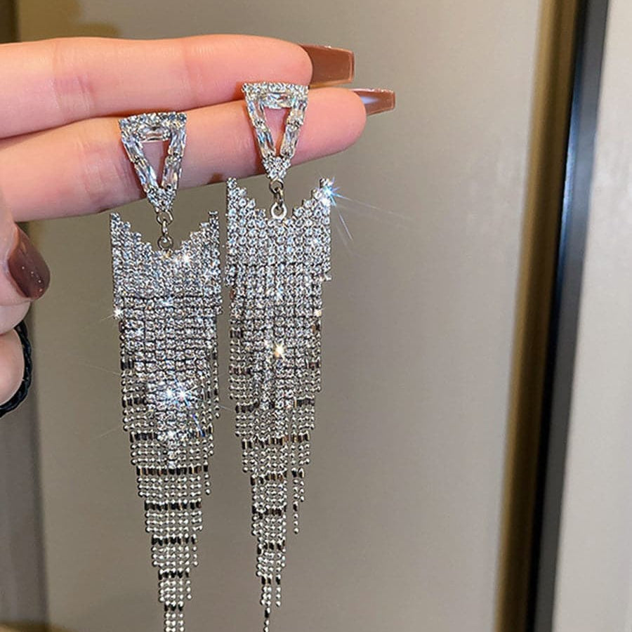 Angular Inlay Diamond Tassel Earrings MSE101008