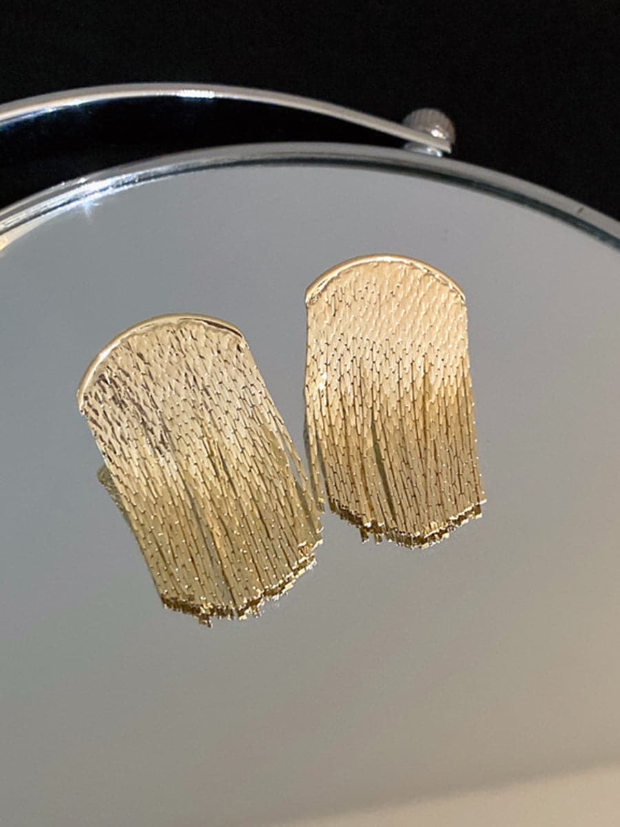 Ruched Curved Tassel Stud Earrings MSE101024 MISS ORD