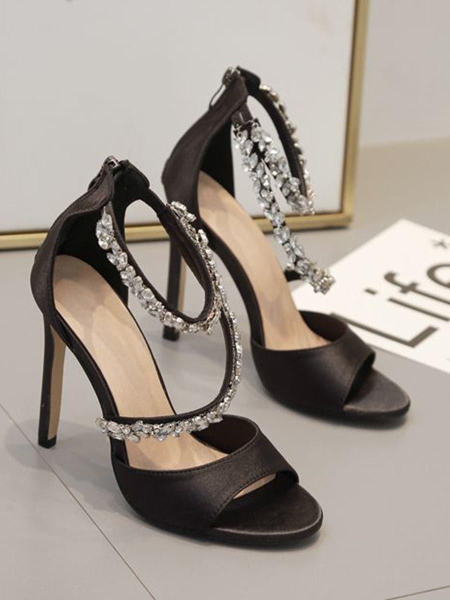 Inlay Stone Open toe Thin Heels MHE1010 - MISS ORD