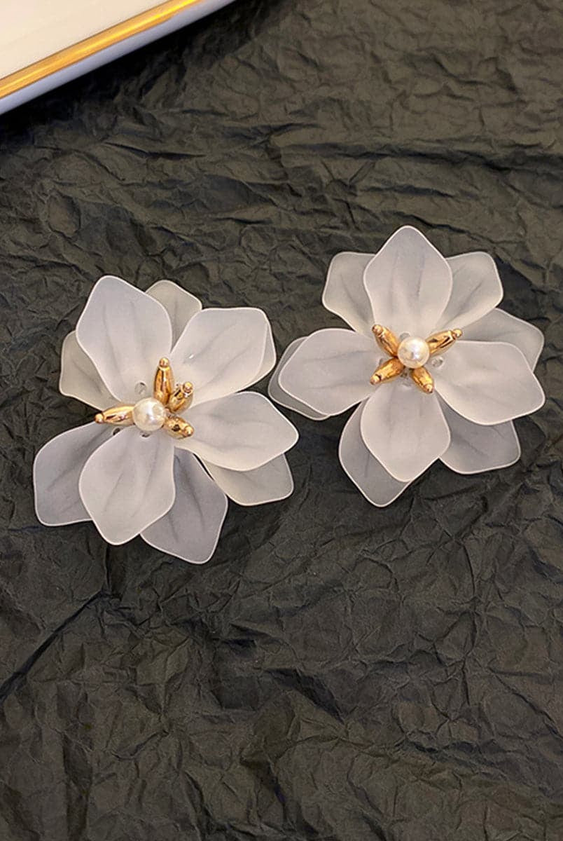 White Flower Petal Earrings MSE033145
