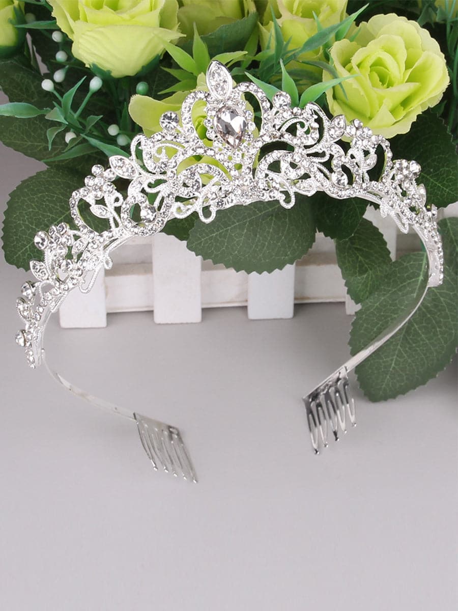 Pear Cut Stone Crown Wedding Headband Headpieces MHG0012