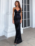 Mermaid Hem Sequin Gold Maxi Prom Dress M01737