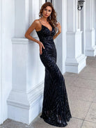 Mermaid Hem Sequin Gold Maxi Prom Dress M01737