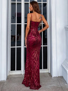 Mermaid Hem Sequin Gold Maxi Prom Dress M01737