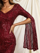 Formal Split Sleeve Sequin Mini Dress M01957 MISS ORD