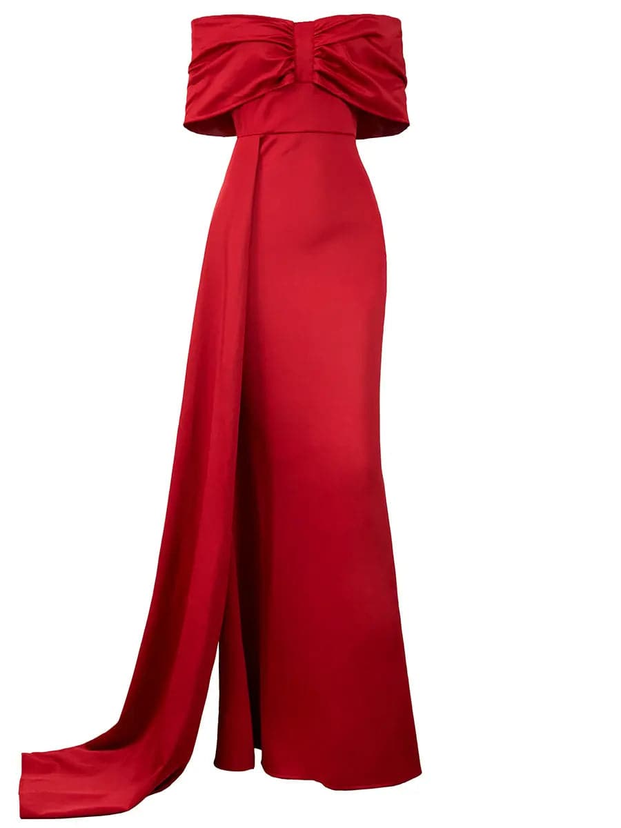 Strapless Backless Red Mermaid Satin Evening Dress XJ1286 MISS ORD
