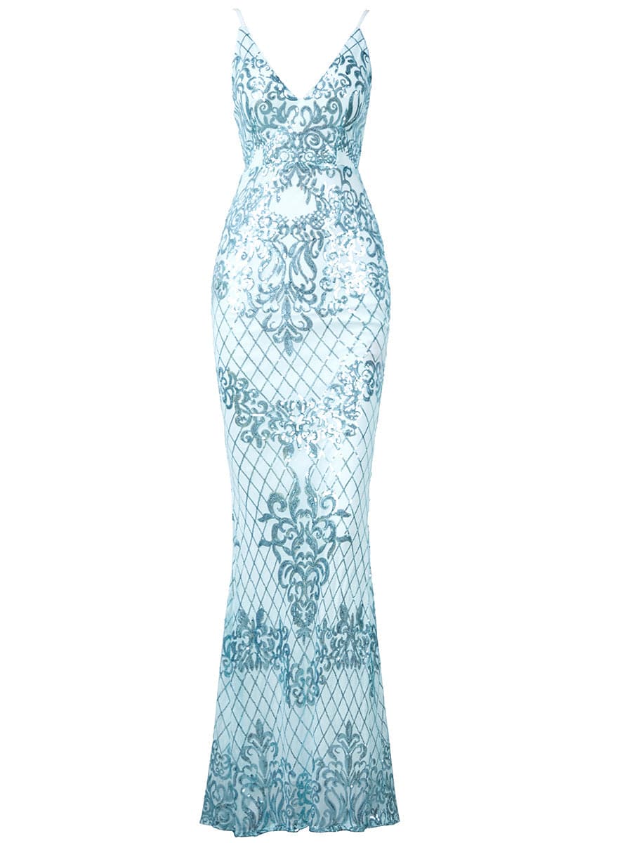 Backless Spaghetti Strap Mermaid Sequin Prom Dress M0645 MISS ORD