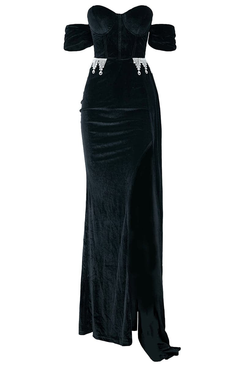 Draping Velvet Prom Dress XH1779