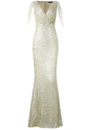 Embellished Wrap Neck Mermaid Prom Maxi Dress XH2164