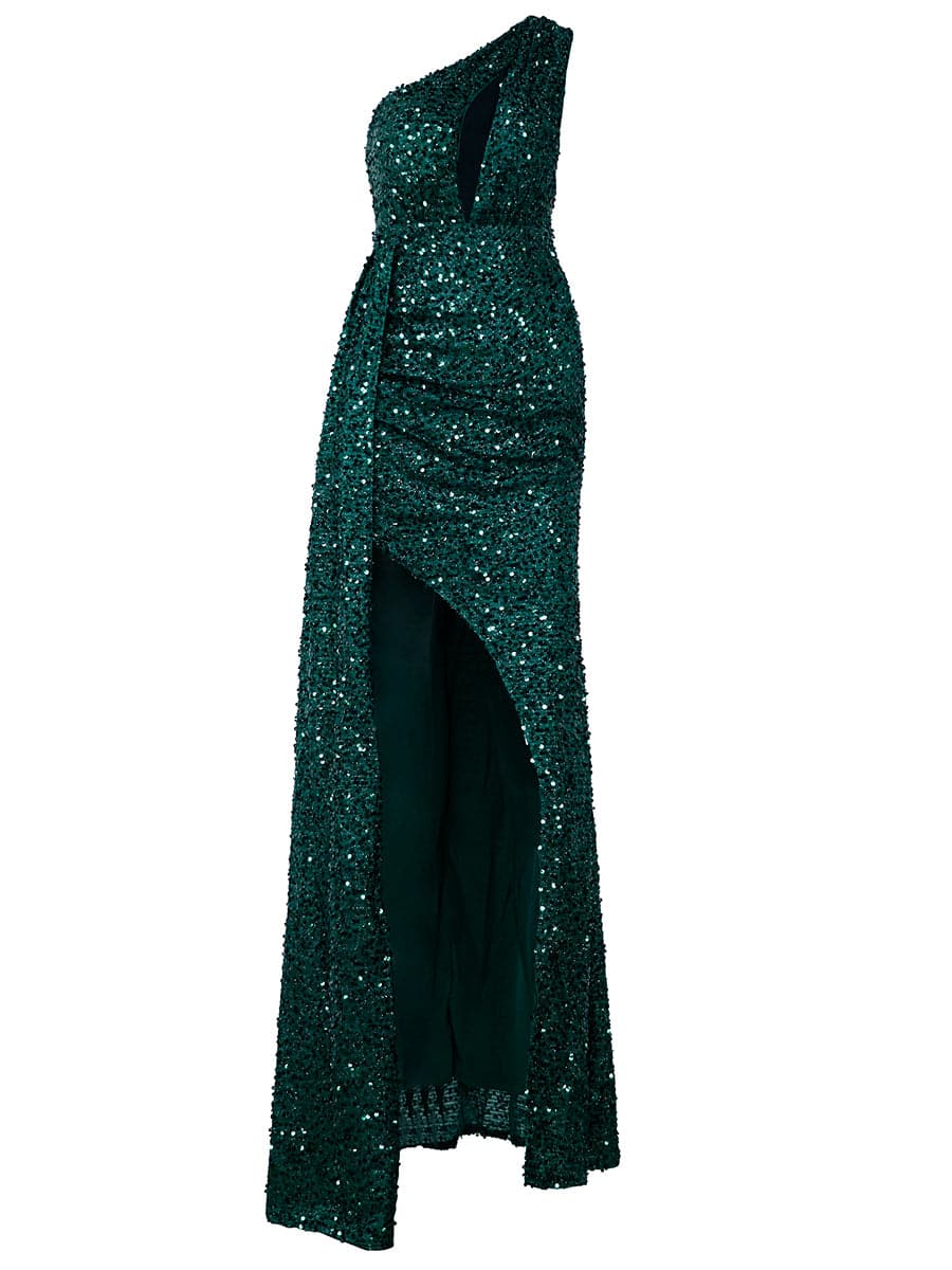 One Shoulder Cut Out Sequins Maxi Gown XH1694 MISS ORD