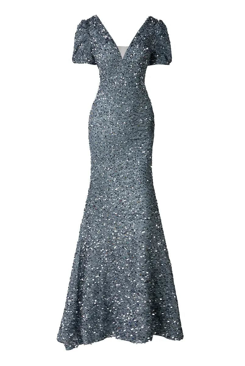 Grey Sequin Prom Dress XJ901