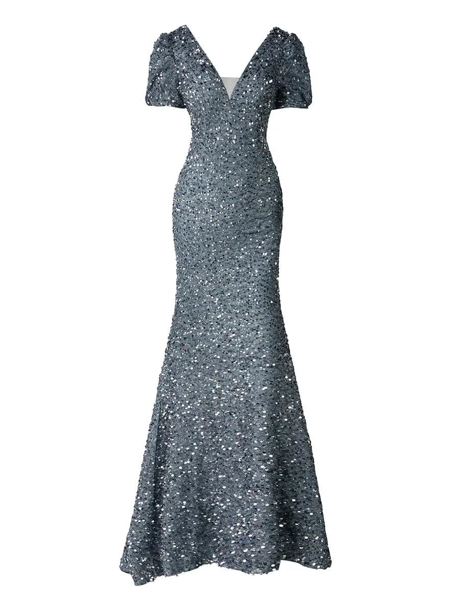 Grey Sequin Prom Dress XJ901