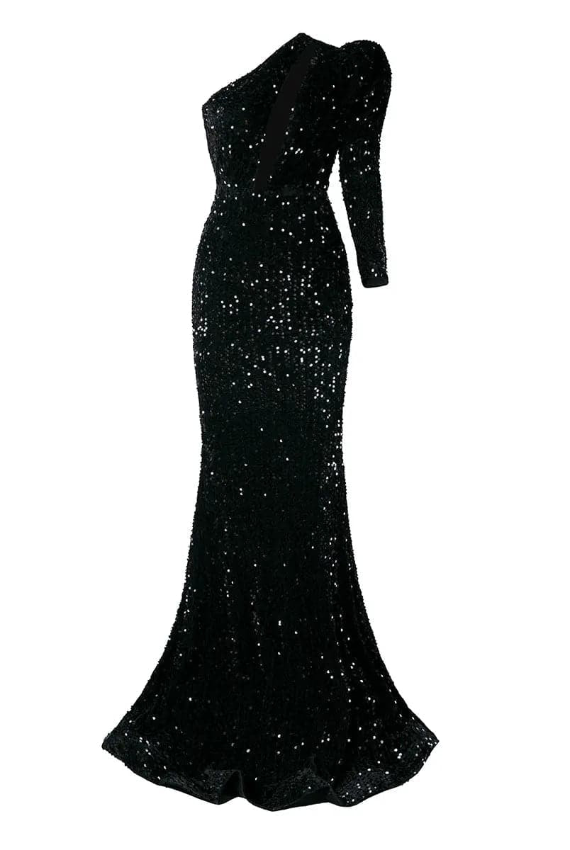 Cutout Black Mermaid Dress M0803
