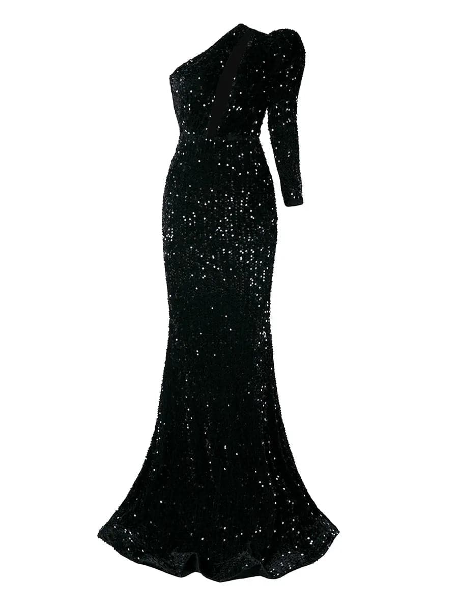 Cutout Black Mermaid Dress M0803