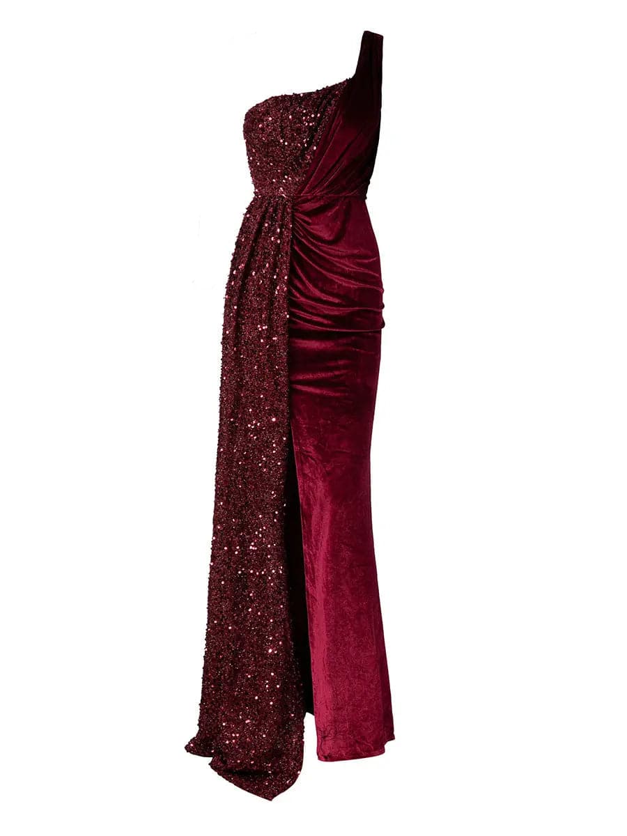 Formal Sequin Wine Dress XH2356 MISS ORD