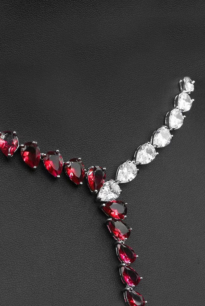 Two Tone Luxury Zircon Long Y-Necklace Earring Set MSN110816