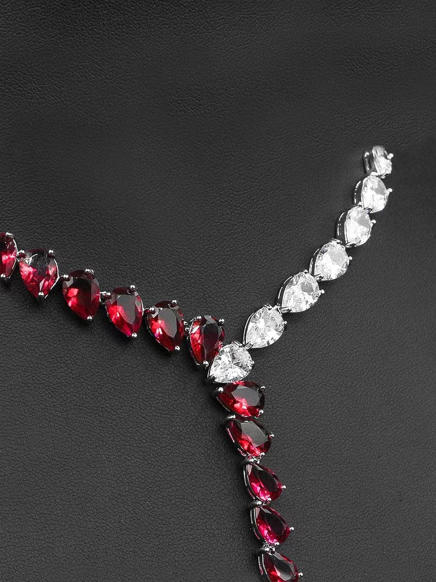Two Tone Luxury Zircon Long Y-Necklace Earring Set MSN110816
