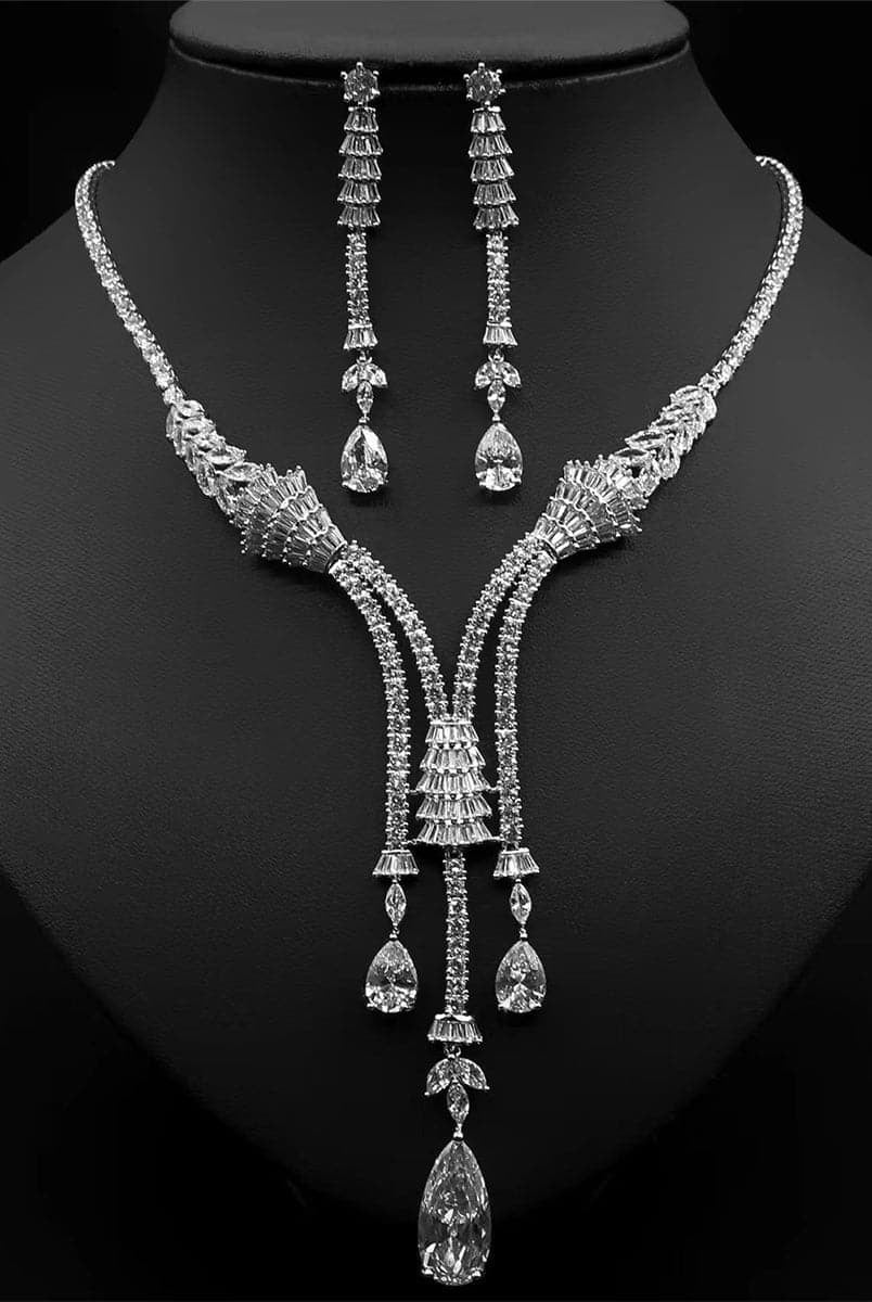 Luxury Waterdrop Zircon Necklace Earrings Set MSN110817