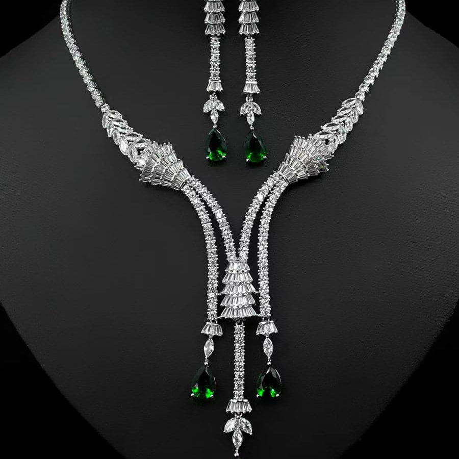 Luxury Waterdrop Zircon Necklace Earrings Set MSN110817